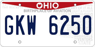 OH license plate GKW6250