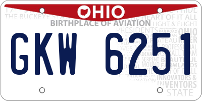 OH license plate GKW6251
