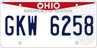 OH license plate GKW6258
