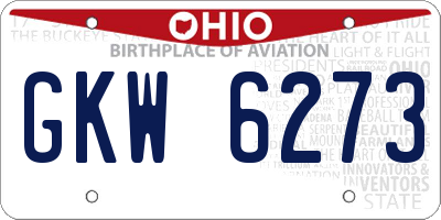 OH license plate GKW6273