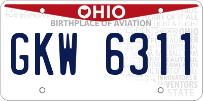 OH license plate GKW6311