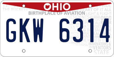 OH license plate GKW6314