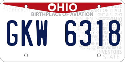 OH license plate GKW6318