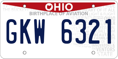 OH license plate GKW6321