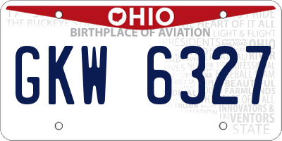 OH license plate GKW6327