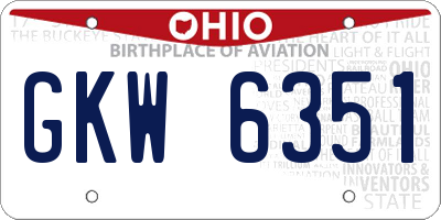 OH license plate GKW6351