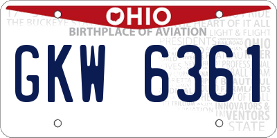 OH license plate GKW6361