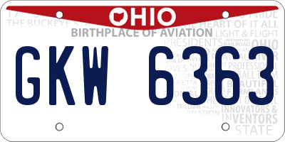 OH license plate GKW6363