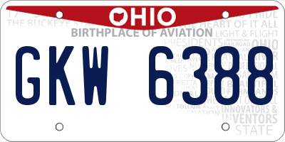 OH license plate GKW6388