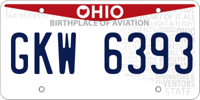 OH license plate GKW6393