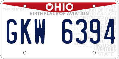 OH license plate GKW6394