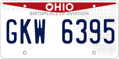 OH license plate GKW6395