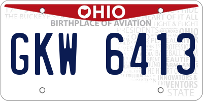 OH license plate GKW6413