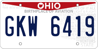 OH license plate GKW6419
