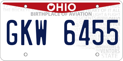 OH license plate GKW6455