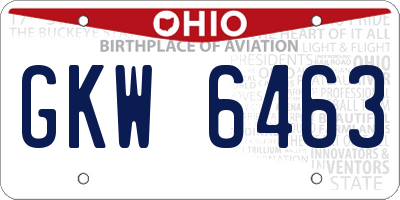 OH license plate GKW6463