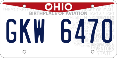 OH license plate GKW6470
