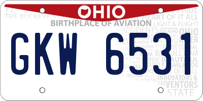 OH license plate GKW6531