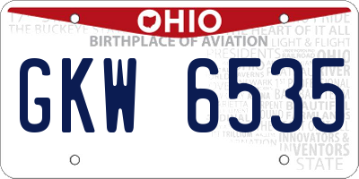 OH license plate GKW6535