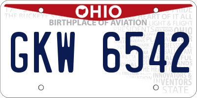 OH license plate GKW6542