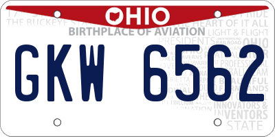 OH license plate GKW6562