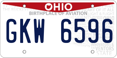 OH license plate GKW6596