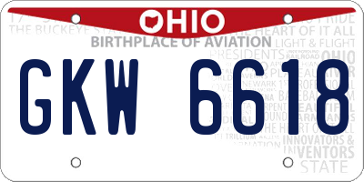 OH license plate GKW6618