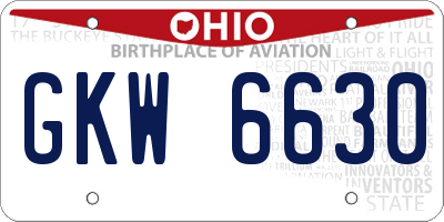 OH license plate GKW6630