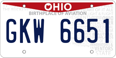OH license plate GKW6651