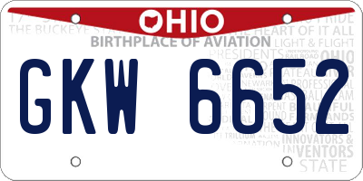 OH license plate GKW6652