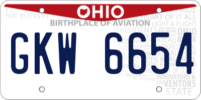 OH license plate GKW6654