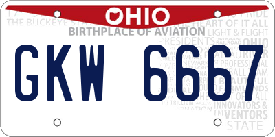 OH license plate GKW6667