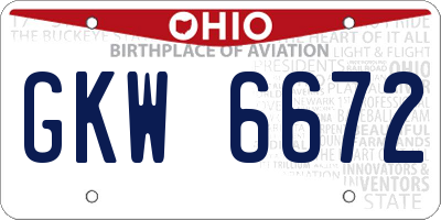 OH license plate GKW6672