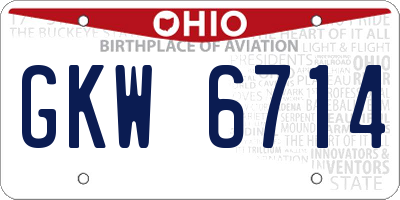 OH license plate GKW6714