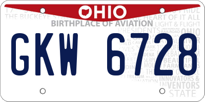 OH license plate GKW6728