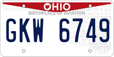 OH license plate GKW6749