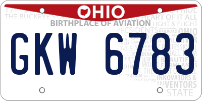 OH license plate GKW6783