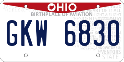OH license plate GKW6830