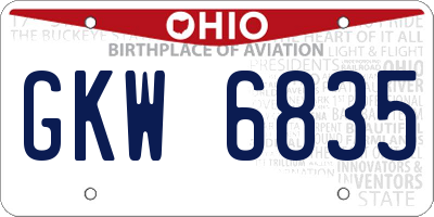 OH license plate GKW6835