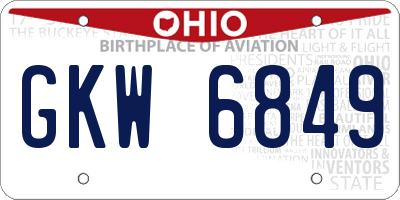 OH license plate GKW6849