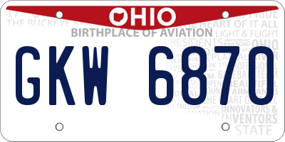 OH license plate GKW6870