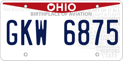OH license plate GKW6875