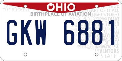 OH license plate GKW6881