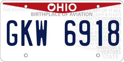 OH license plate GKW6918