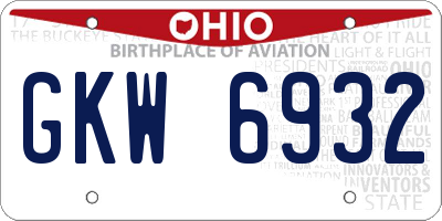 OH license plate GKW6932