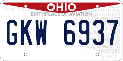 OH license plate GKW6937