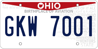 OH license plate GKW7001
