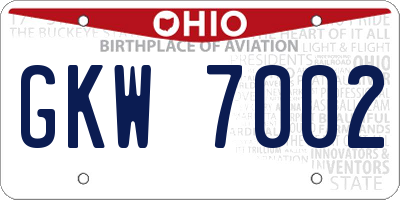 OH license plate GKW7002