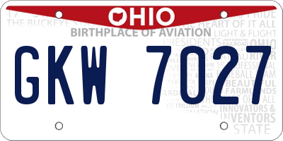 OH license plate GKW7027