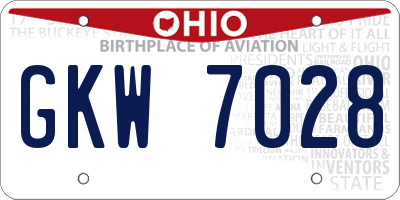 OH license plate GKW7028